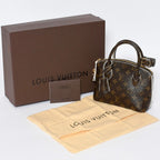 Louis Vuitton Shiny Monogram Lockit BB Handbag Brown Leather Gold