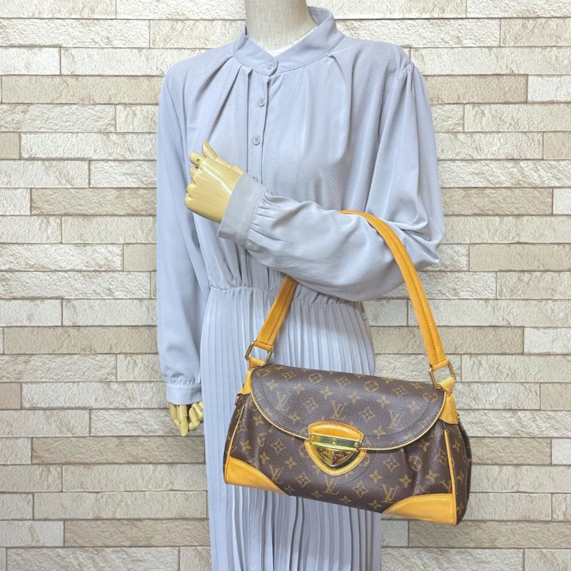 Louis Vuitton Beverly MM Monogram Shoulder Bag Canvas Brown Beverly Mm