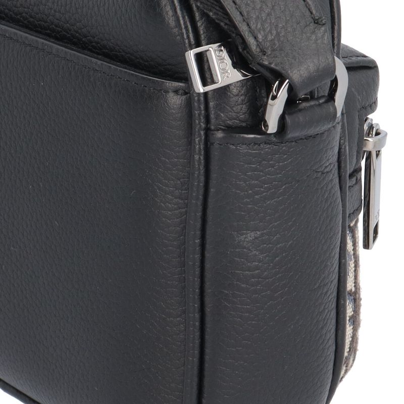 Dior Zip Messenger Bag Mini Blue Leather Beige Black