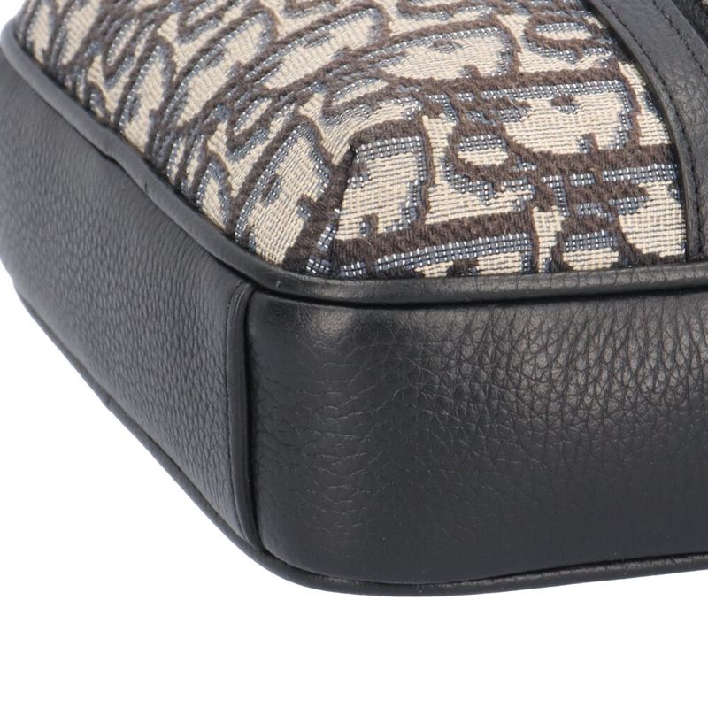 Dior Zip Messenger Bag Mini Blue Leather Beige Black