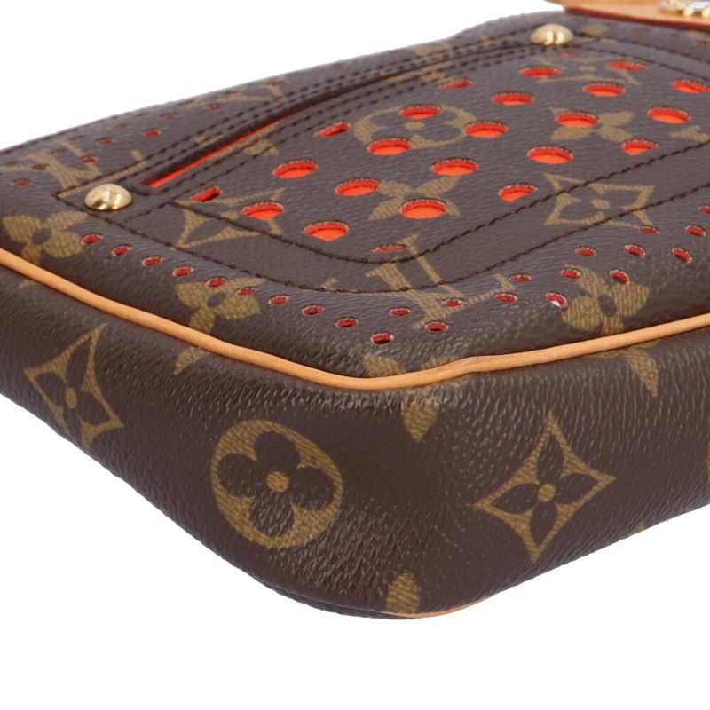 Louis Vuitton Pochette Monogram Perfot Handbag Brown Orange