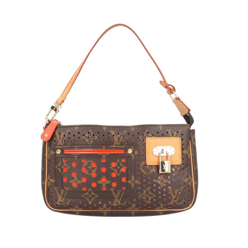 Louis Vuitton Pochette Monogram Perfot Handbag Brown Orange