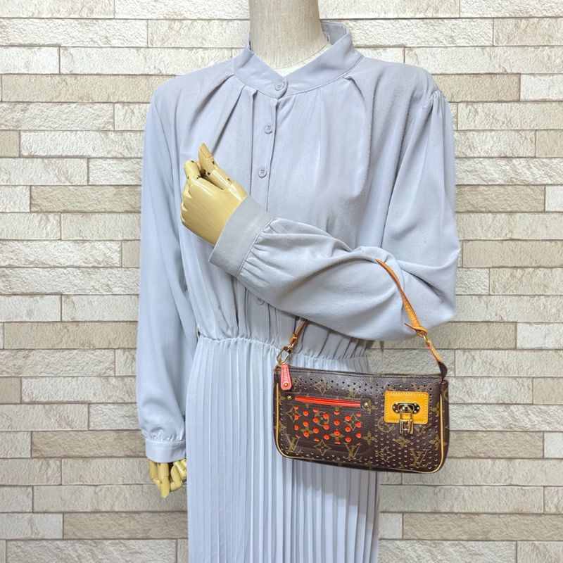 Louis Vuitton Pochette Monogram Perfot Handbag Brown Orange