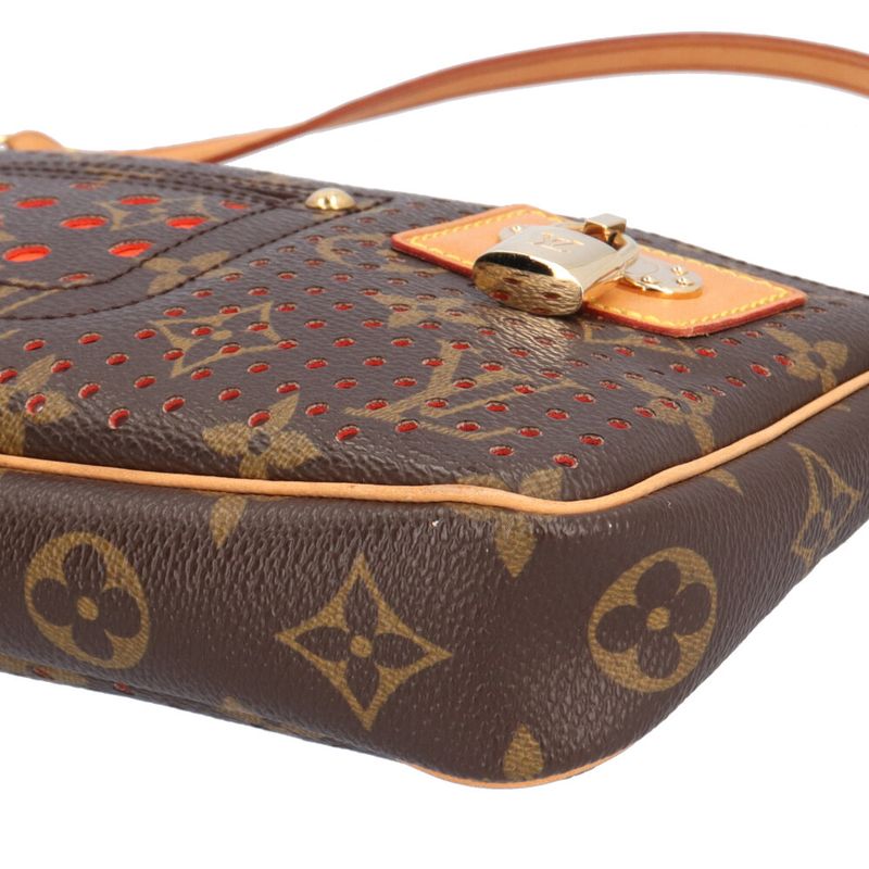Louis Vuitton Pochette Monogram Perfot Handbag Brown Orange