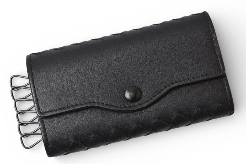 Bottega Veneta Key Case Key Ring Rows Intrecciato Nappa Black
