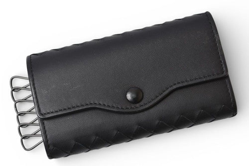 Bottega Veneta Key Case Key Ring Rows Intrecciato Nappa Black