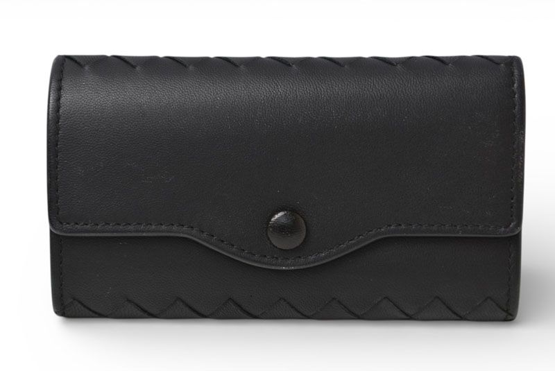 Bottega Veneta Key Case Key Ring Rows Intrecciato Nappa Black