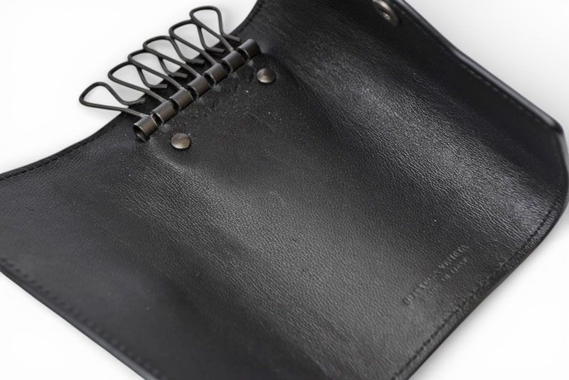 Bottega Veneta Key Case Key Ring Rows Intrecciato Nappa Black