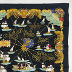 Hermes Scarf Silk Carre 90 Voiles de Lumiere Sailing Ship of Light Black