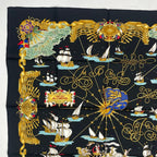 Hermes Scarf Silk Carre 90 Voiles de Lumiere Sailing Ship of Light Black