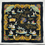 Hermes Scarf Silk Carre 90 Voiles de Lumiere Sailing Ship of Light Black