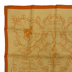 Hermes Scarf Silk Lart Decrire Calligraphy Art Yellow