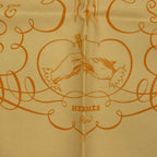 Hermes Scarf Silk Lart Decrire Calligraphy Art Yellow