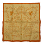 Hermes Scarf Silk Lart Decrire Calligraphy Art Yellow