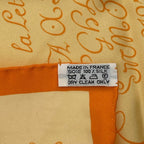Hermes Scarf Silk Lart Decrire Calligraphy Art Yellow