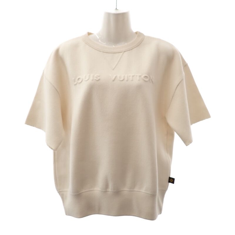 Louis Vuitton Embossed Signature Sweater S Half Sleeve Short Knit Top
