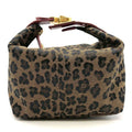 Fendi Handbag Pouch Leopard Print Nylon Canvas Beige