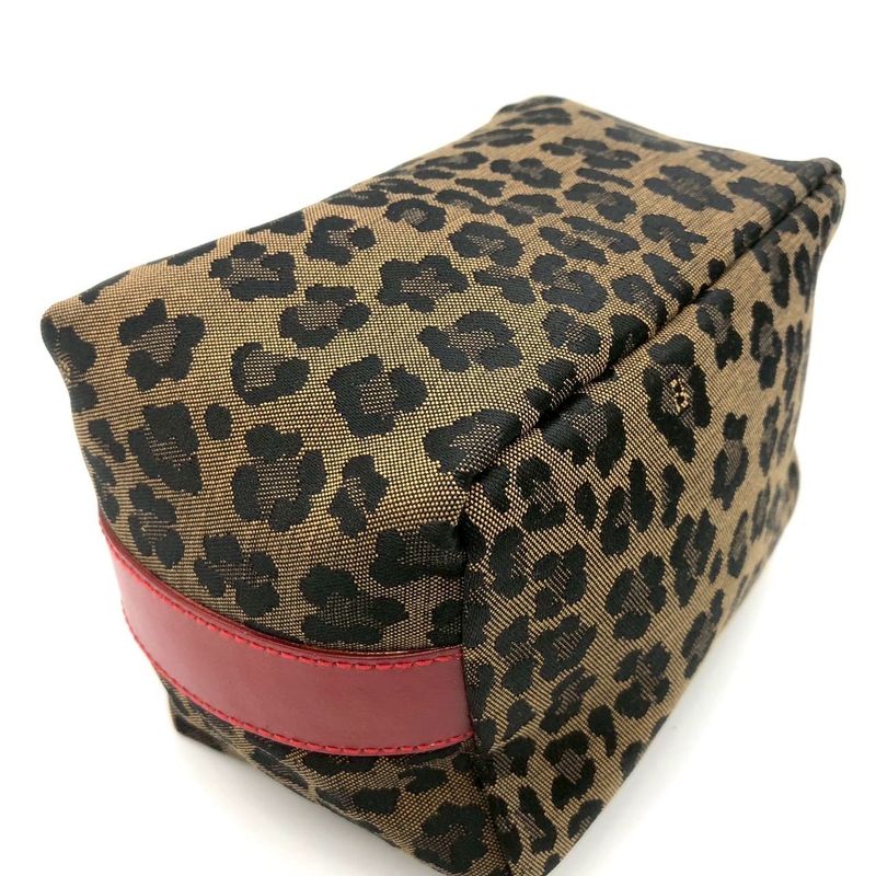 Fendi Handbag Pouch Leopard Print Nylon Canvas Beige