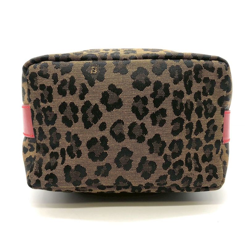 Fendi Handbag Pouch Leopard Print Nylon Canvas Beige