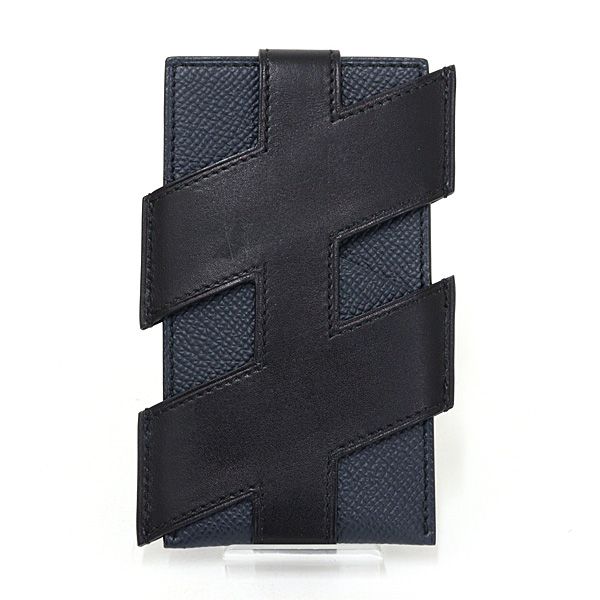 Hermes Card Case Tag Calf Veau Epsom Black Blue Indigo Ash Tag Blue-indigo