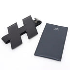 Hermes Card Case Tag Calf Veau Epsom Black Blue Indigo Ash Tag Blue-indigo