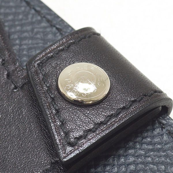 Hermes Card Case Tag Calf Veau Epsom Black Blue Indigo Ash Tag Blue-indigo