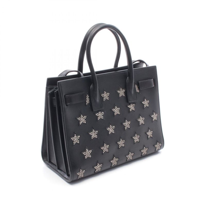 Saint Laurent Paris Handbag Sac de Jour Baby Star Studded Black Silver Leather