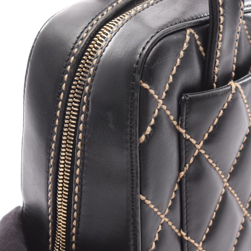 Chanel Handbag Wild Stitch Black Leather