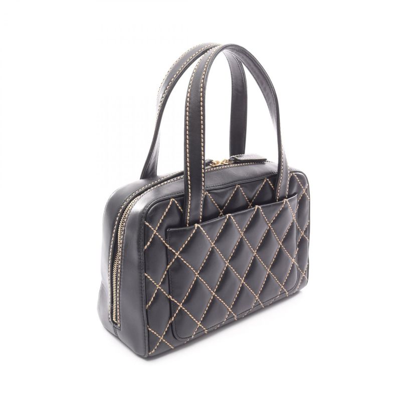 Chanel Handbag Wild Stitch Black Leather