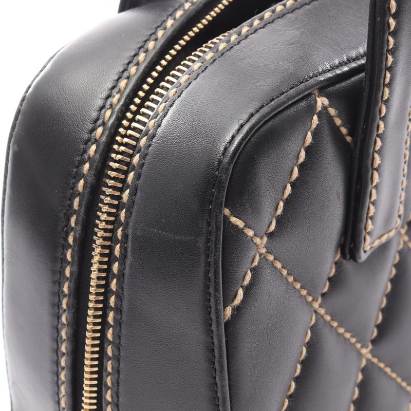 Chanel Handbag Wild Stitch Black Leather