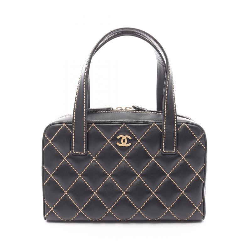 Chanel Handbag Wild Stitch Black Leather