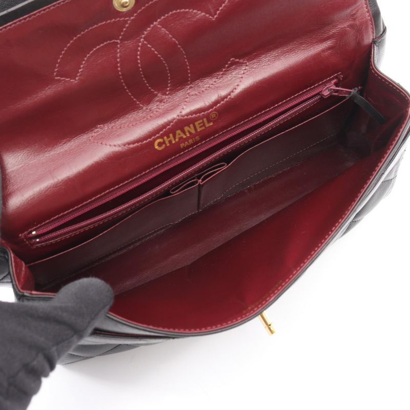 Chanel Shoulder Bag Quilted Limited Edition Double Flap Black Lambskin
