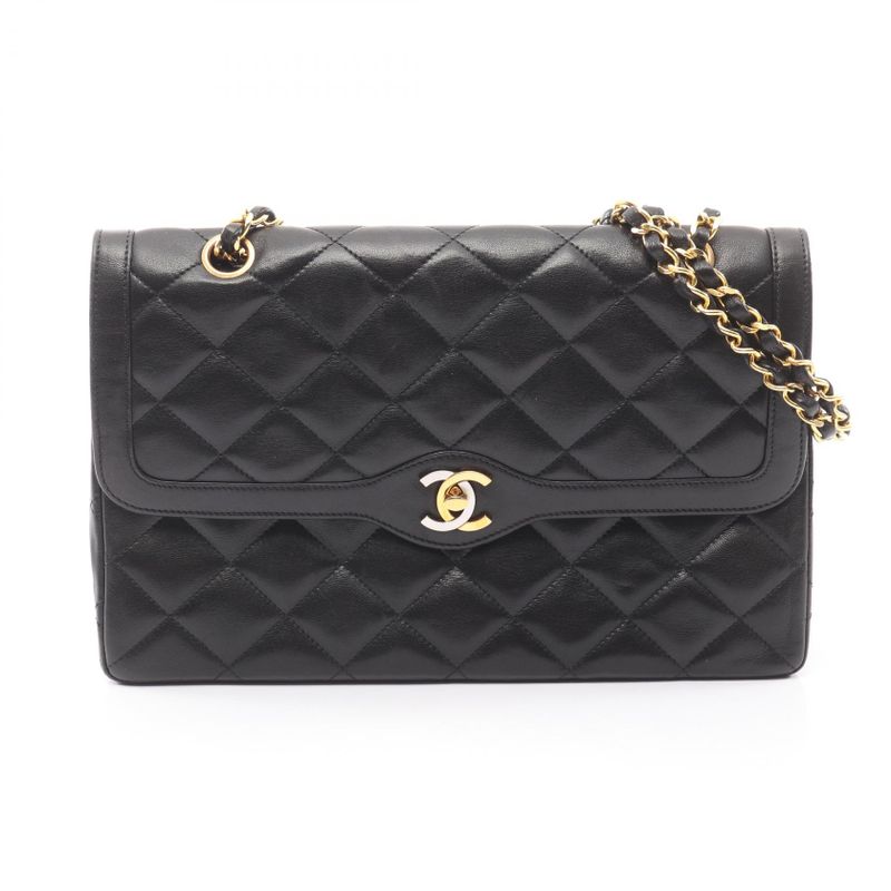 Chanel Shoulder Bag Quilted Limited Edition Double Flap Black Lambskin