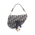 Dior Saddle Bag Mini Oblique Peacock Navy Canvas Leather Navy Beige