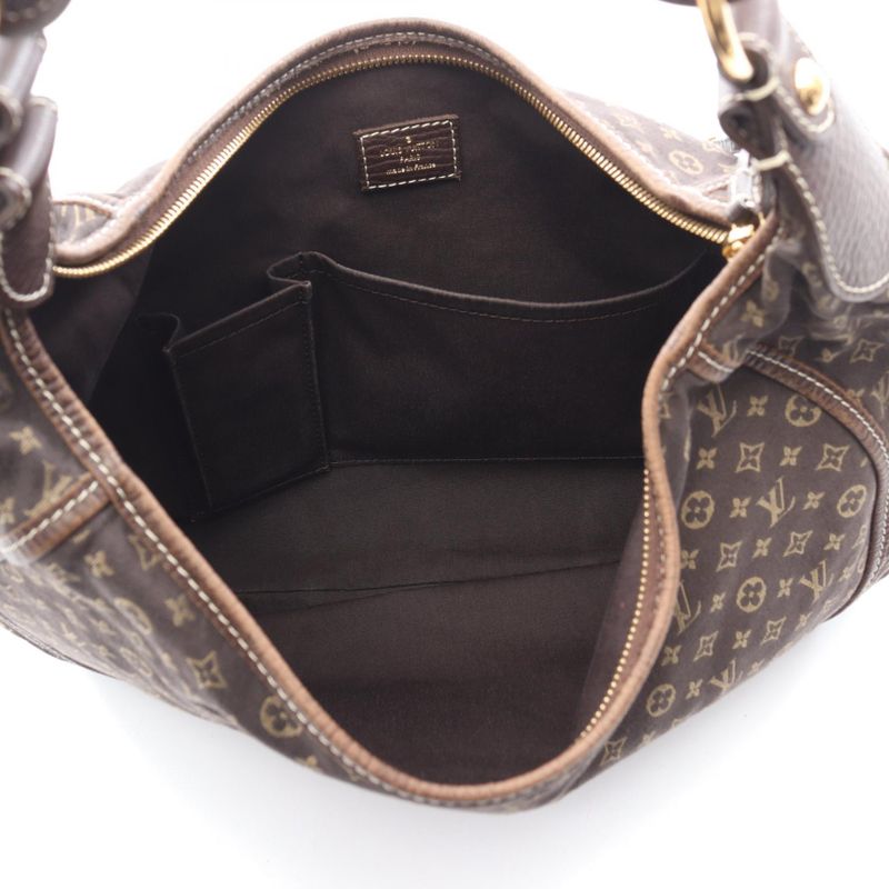 Louis Vuitton Shoulder Bag Manon MM Ebene Canvas Leather Ebene Brown