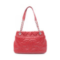 Chanel Tote Quilted Red Leather CC Logo Chainto