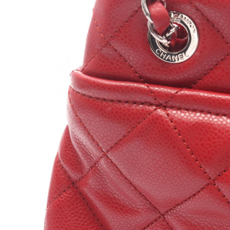 Chanel Tote Quilted Red Leather CC Logo Chainto