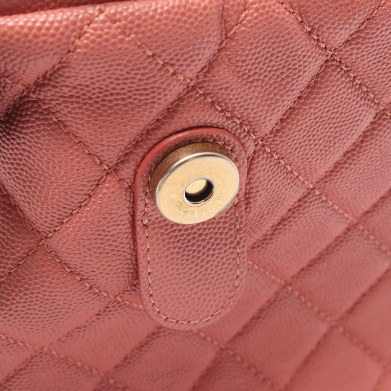 Chanel Backpack CC Filigree Quilted Coral Pink Leather