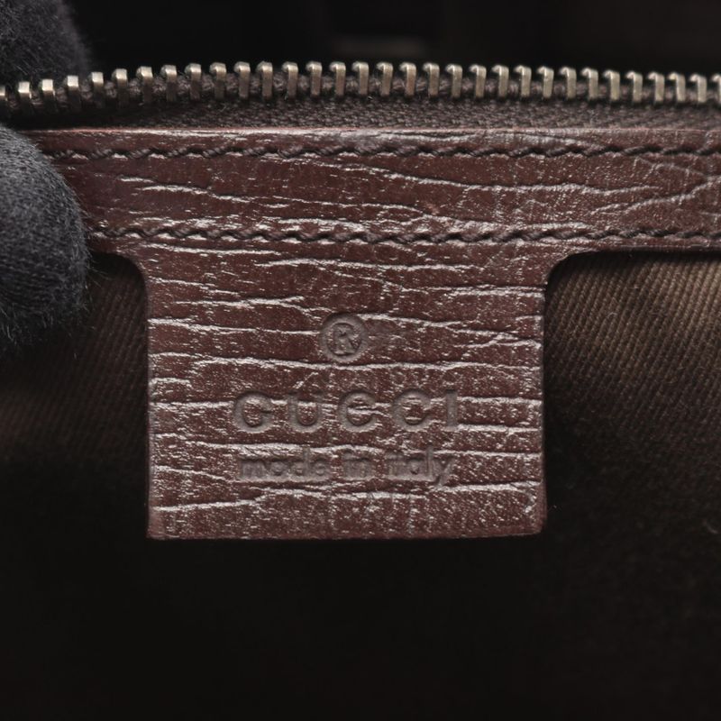 Gucci Handbag Bamboo GG Canvas Beige Dark Brown