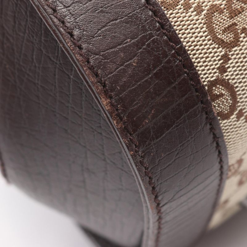 Gucci Handbag Bamboo GG Canvas Beige Dark Brown