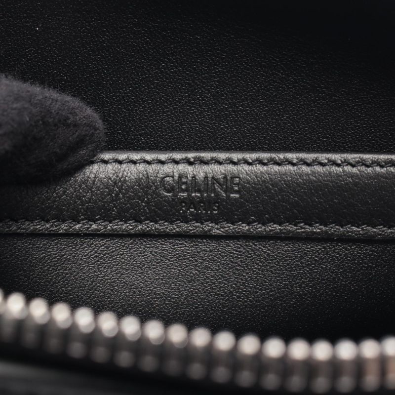 Celine Shoulder Bag Messenger Triomphe Black Leather