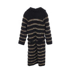 Chanel CC Logo Button Knit Wool Coat Navy White
