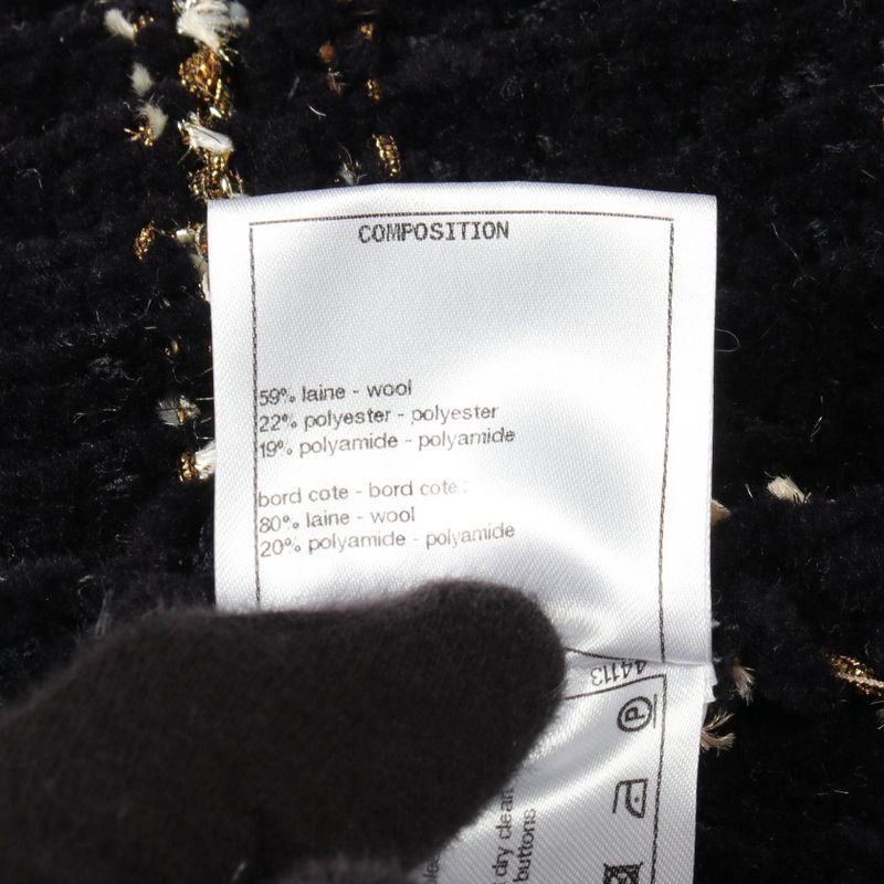 Chanel CC Logo Button Knit Wool Coat Navy White