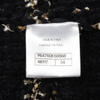 Chanel CC Logo Button Knit Wool Coat Navy White