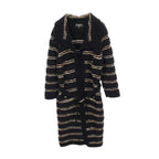 Chanel CC Logo Button Knit Wool Coat Navy White