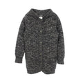 Chanel CC Logo Button Knit Cashmere Coat Gray White