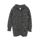 Chanel CC Logo Button Knit Cashmere Coat Gray White