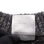 Chanel CC Logo Button Knit Cashmere Coat Gray White