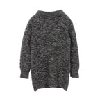 Chanel CC Logo Button Knit Cashmere Coat Gray White