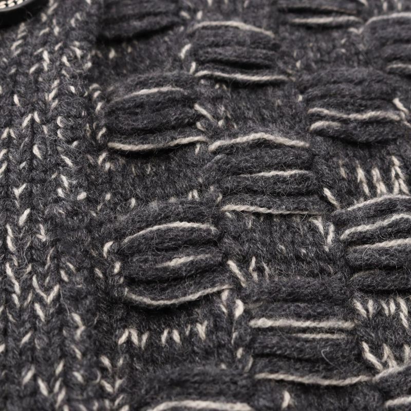 Chanel CC Logo Button Knit Cashmere Coat Gray White